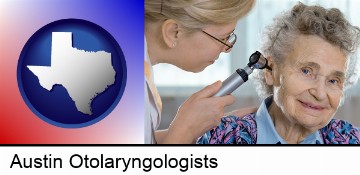 a otolaryngologist examining the ear of a patient in Austin, TX